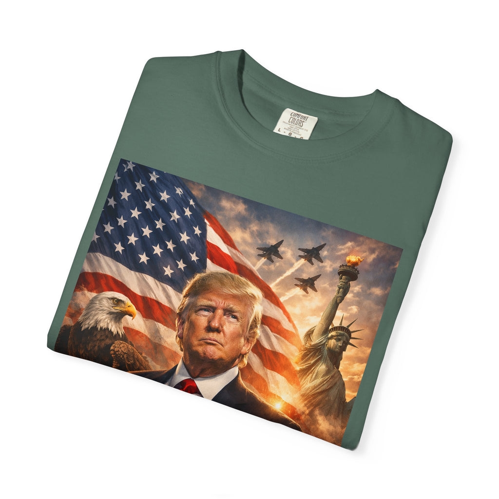 Patriotic Trump Portrait T-Shirt — “It takes a real man to mend a broken country”