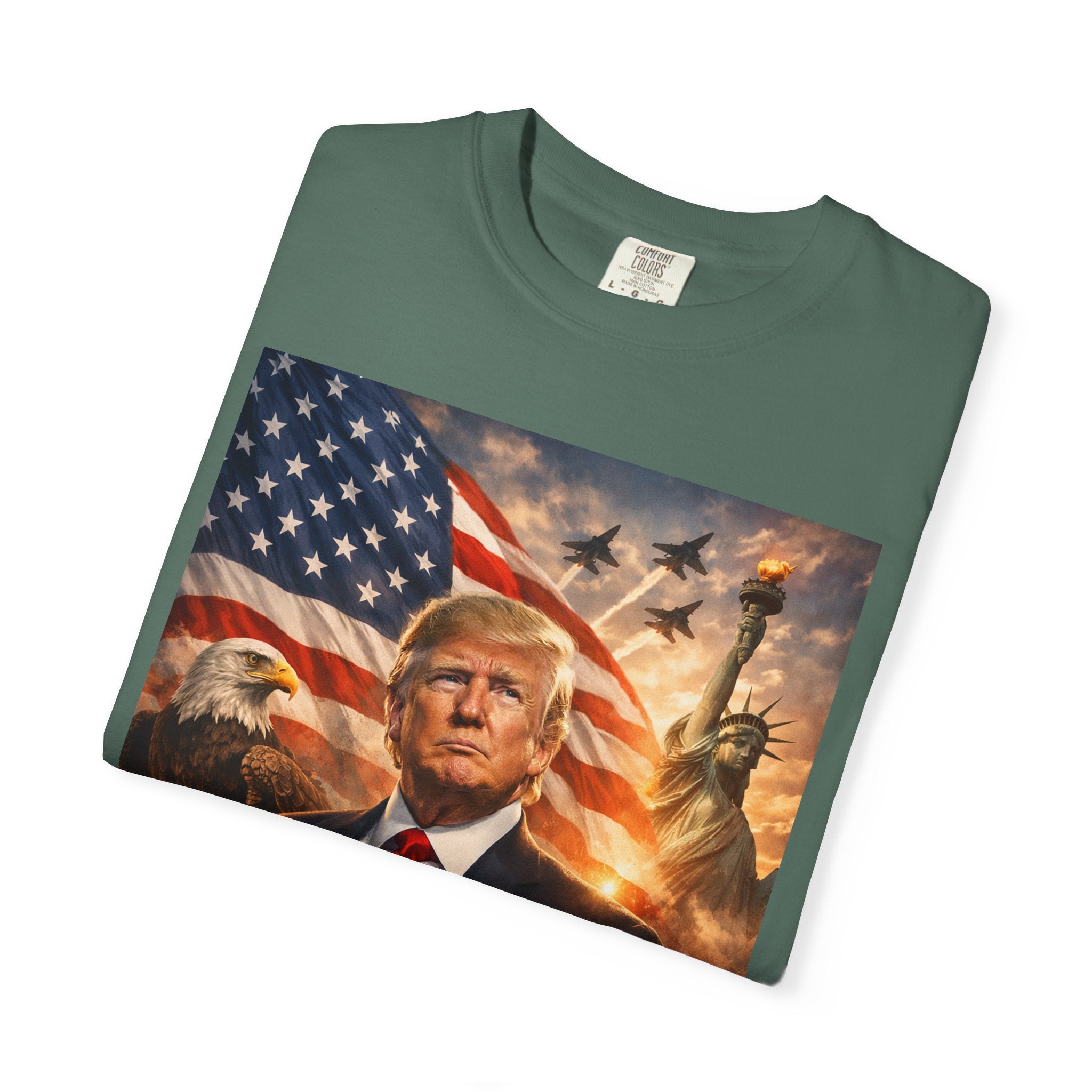 Patriotic Trump Portrait T-Shirt — “It takes a real man to mend a broken country”