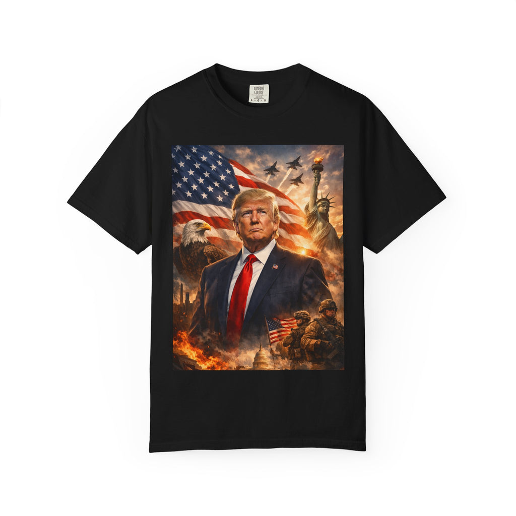 Patriotic Trump Portrait T-Shirt — “It takes a real man to mend a broken country”