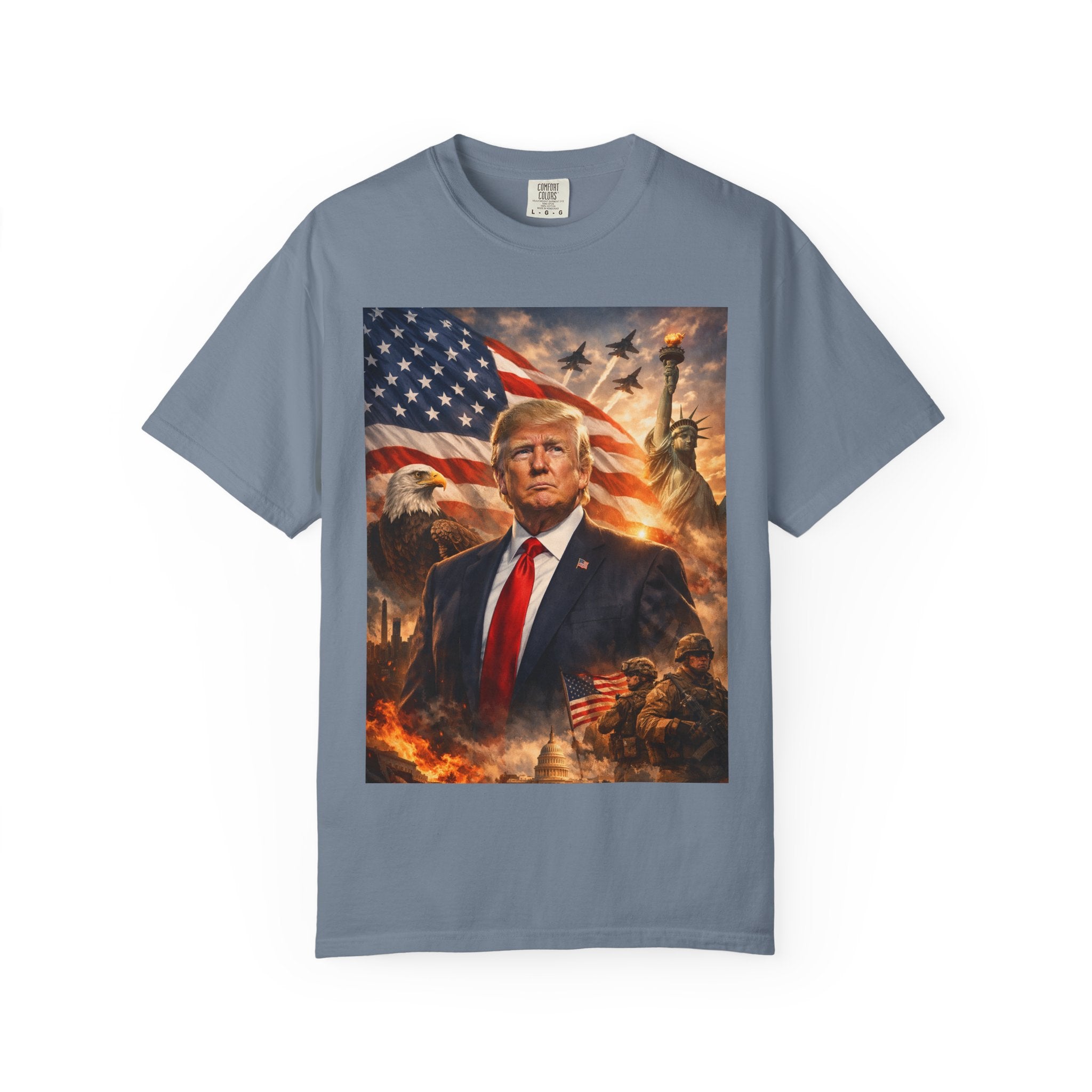 Patriotic Trump Portrait T-Shirt — “It takes a real man to mend a broken country”