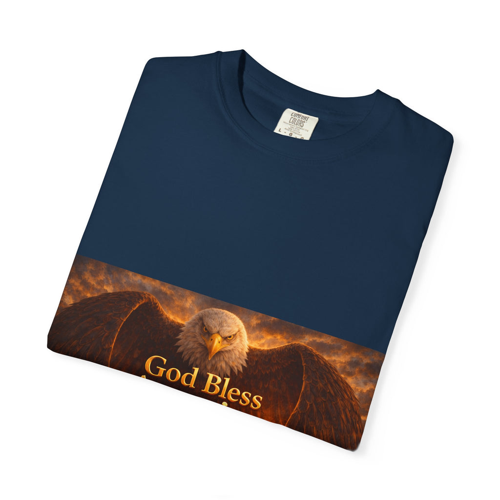 Political T-Shirt — "God Bless America" Eagle & Trump Patriotic Tee