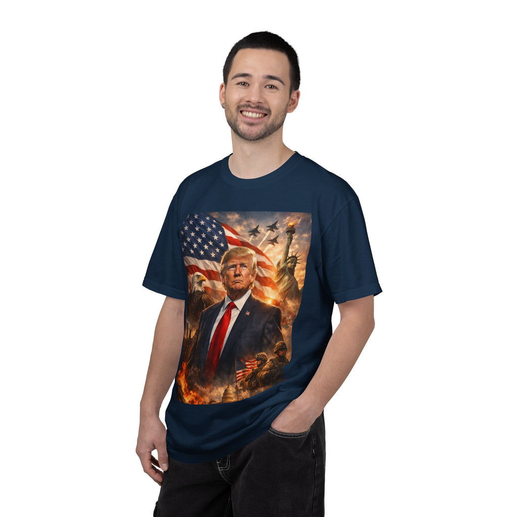 Patriotic Trump Portrait T-Shirt — “It takes a real man to mend a broken country”