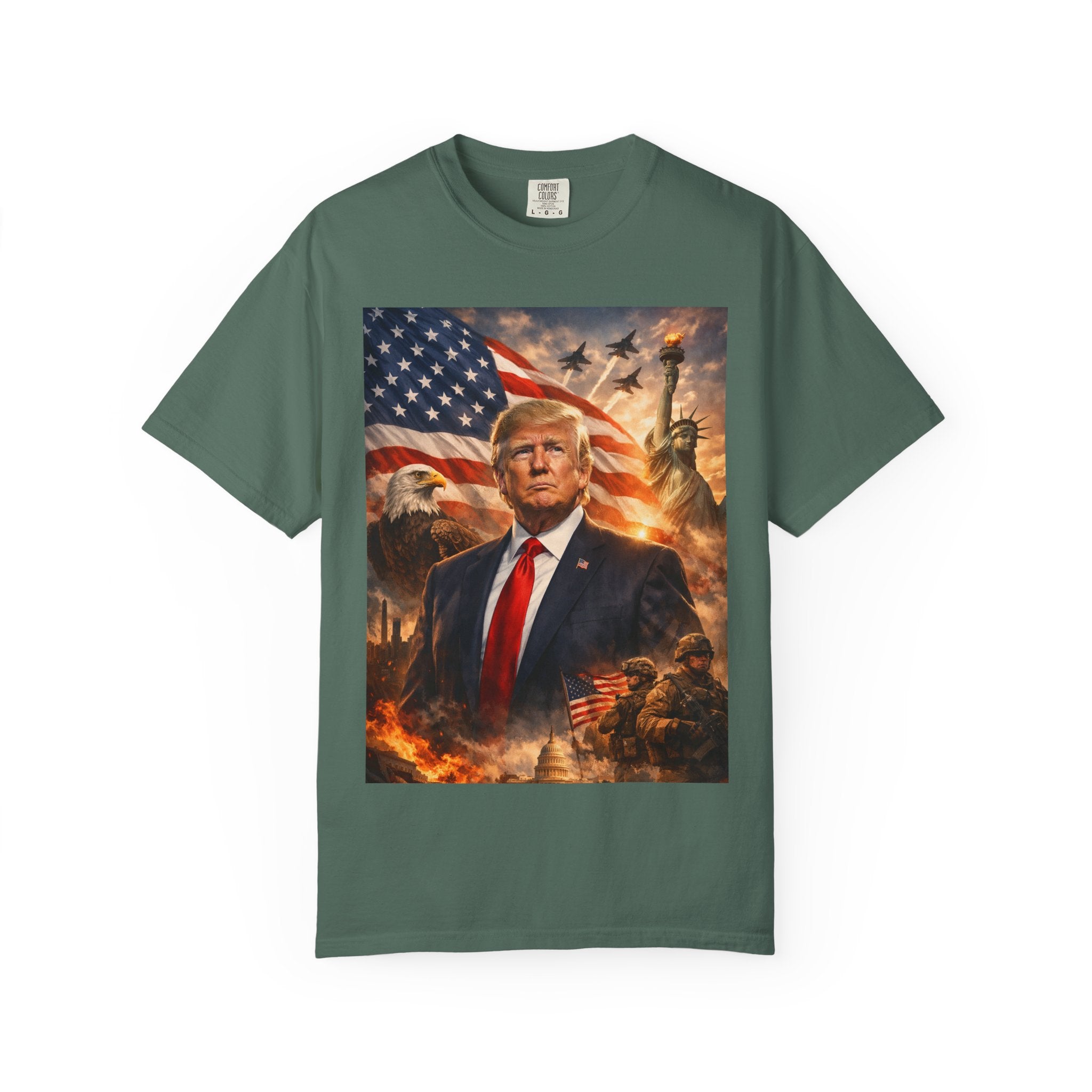 Patriotic Trump Portrait T-Shirt — “It takes a real man to mend a broken country”