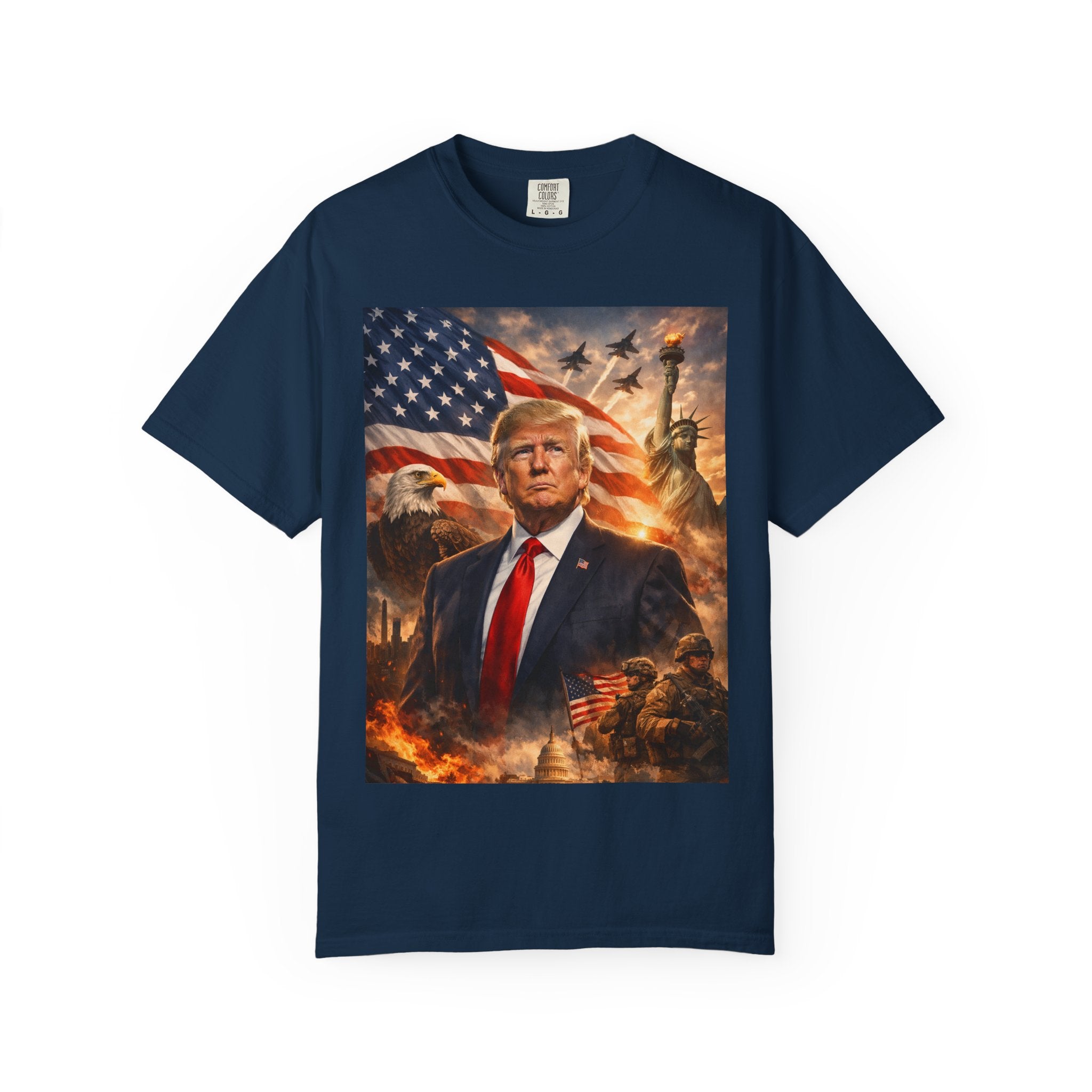 Patriotic Trump Portrait T-Shirt — “It takes a real man to mend a broken country”