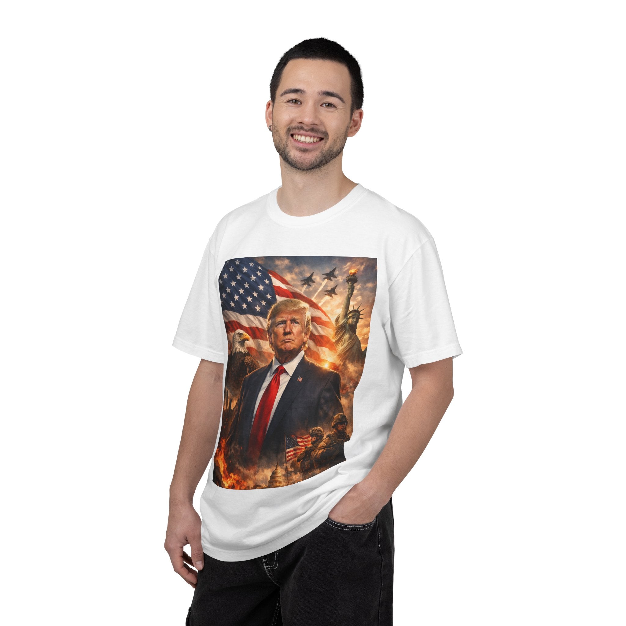 Patriotic Trump Portrait T-Shirt — “It takes a real man to mend a broken country”