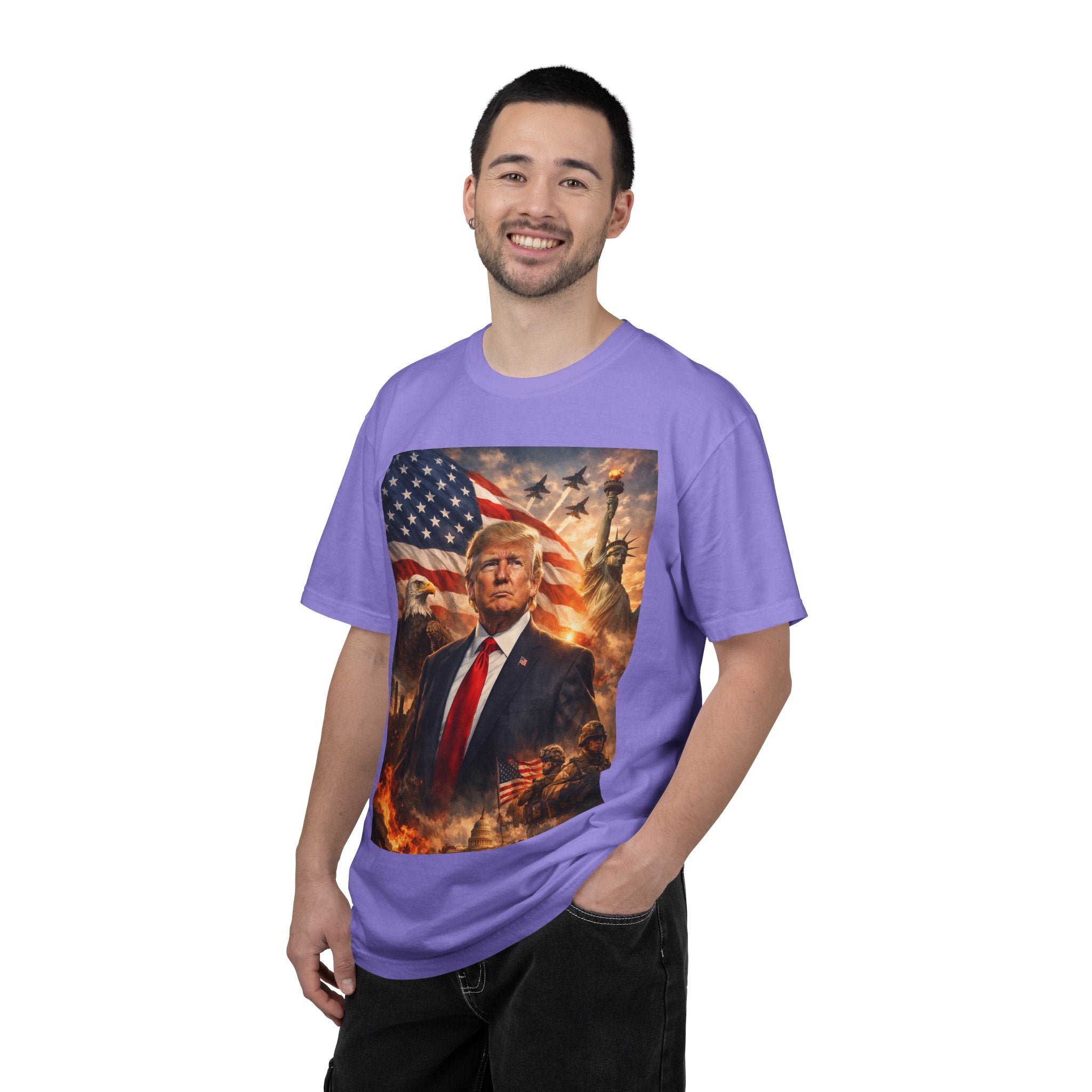 Patriotic Trump Portrait T-Shirt — “It takes a real man to mend a broken country”