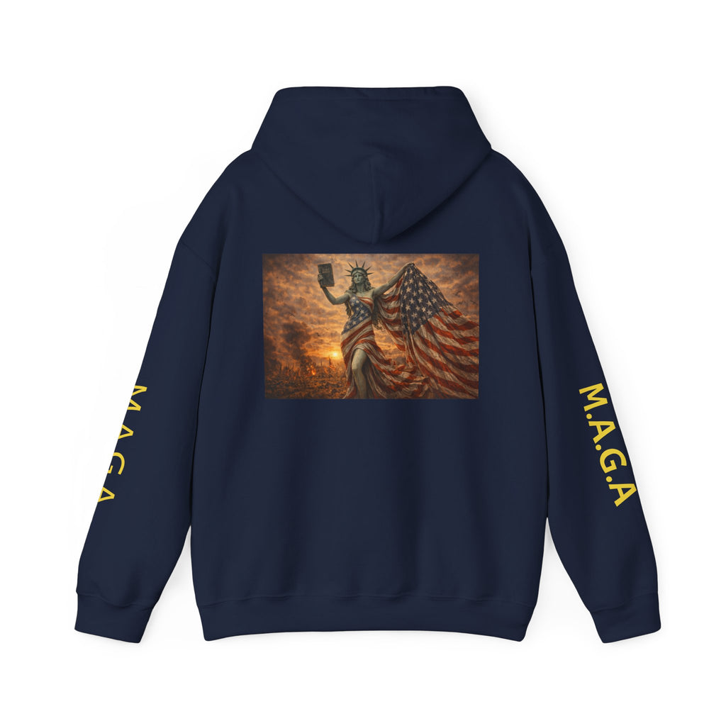 MAGA Statue of Liberty Hoodie – Patriotic American Flag Sweatshirt