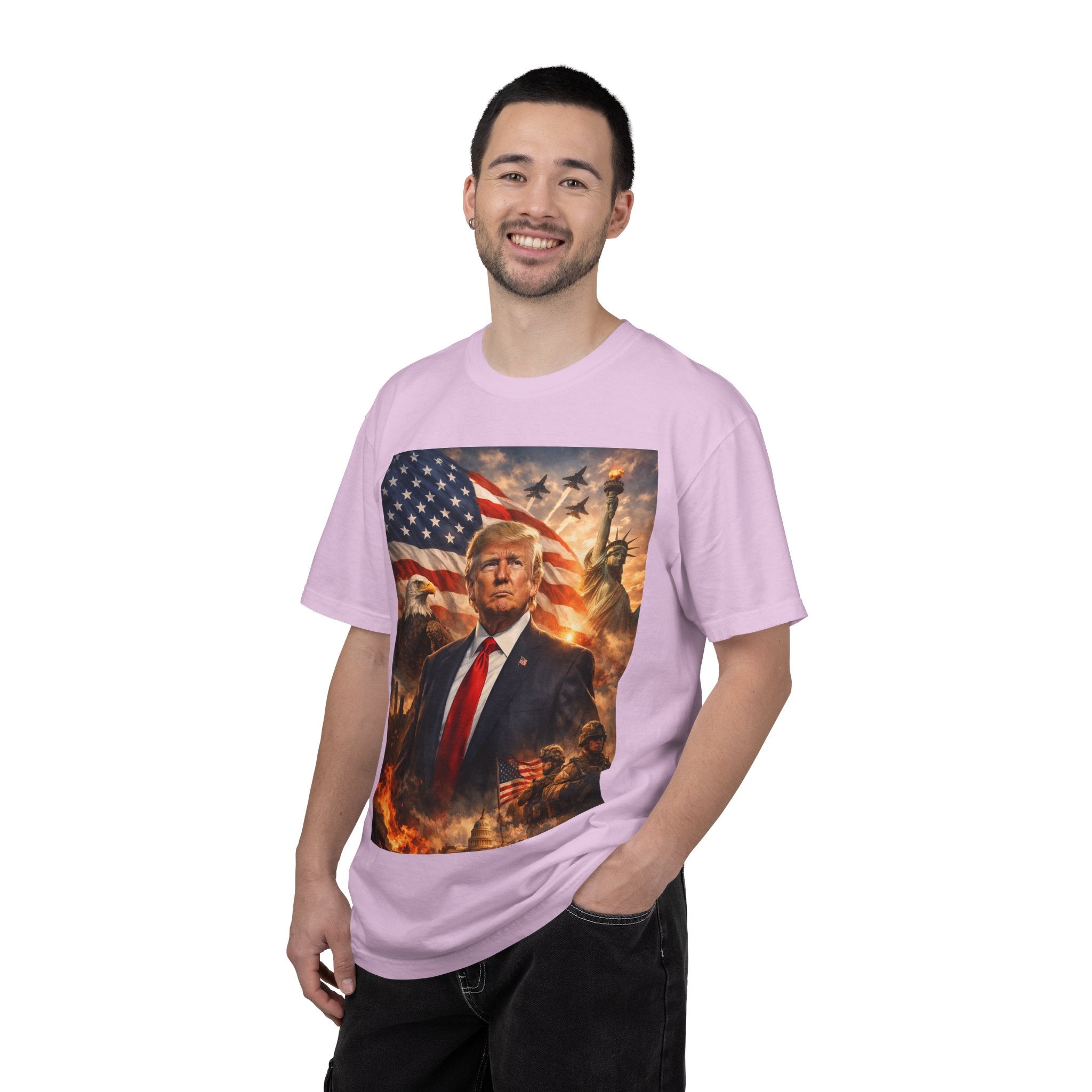 Patriotic Trump Portrait T-Shirt — “It takes a real man to mend a broken country”