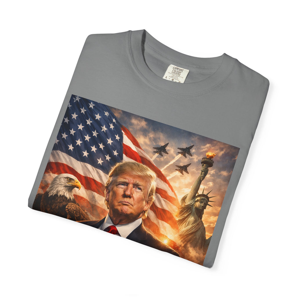 Patriotic Trump Portrait T-Shirt — “It takes a real man to mend a broken country”