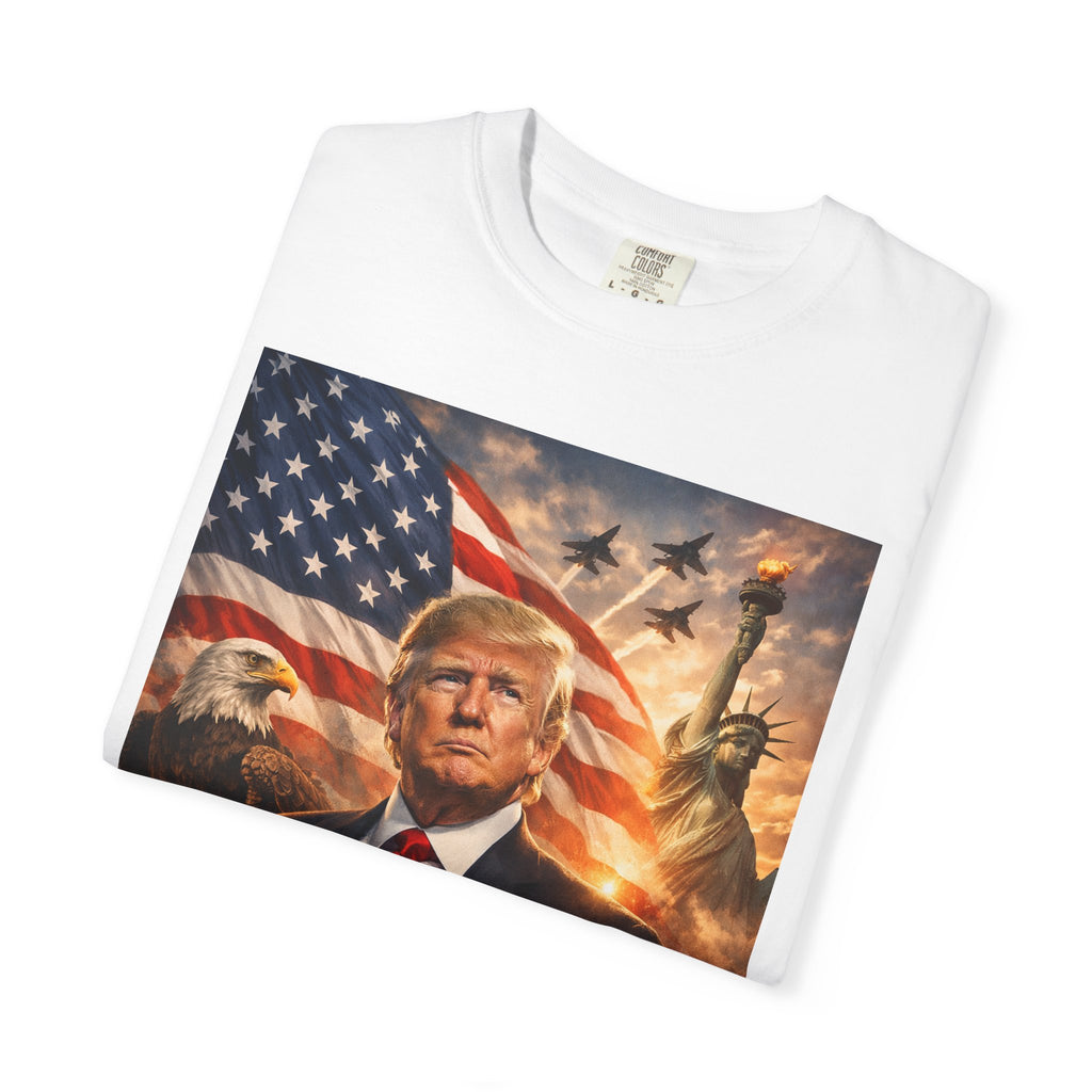 Patriotic Trump Portrait T-Shirt — “It takes a real man to mend a broken country”