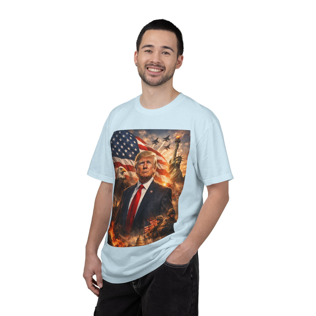 Patriotic Trump Portrait T-Shirt — “It takes a real man to mend a broken country”
