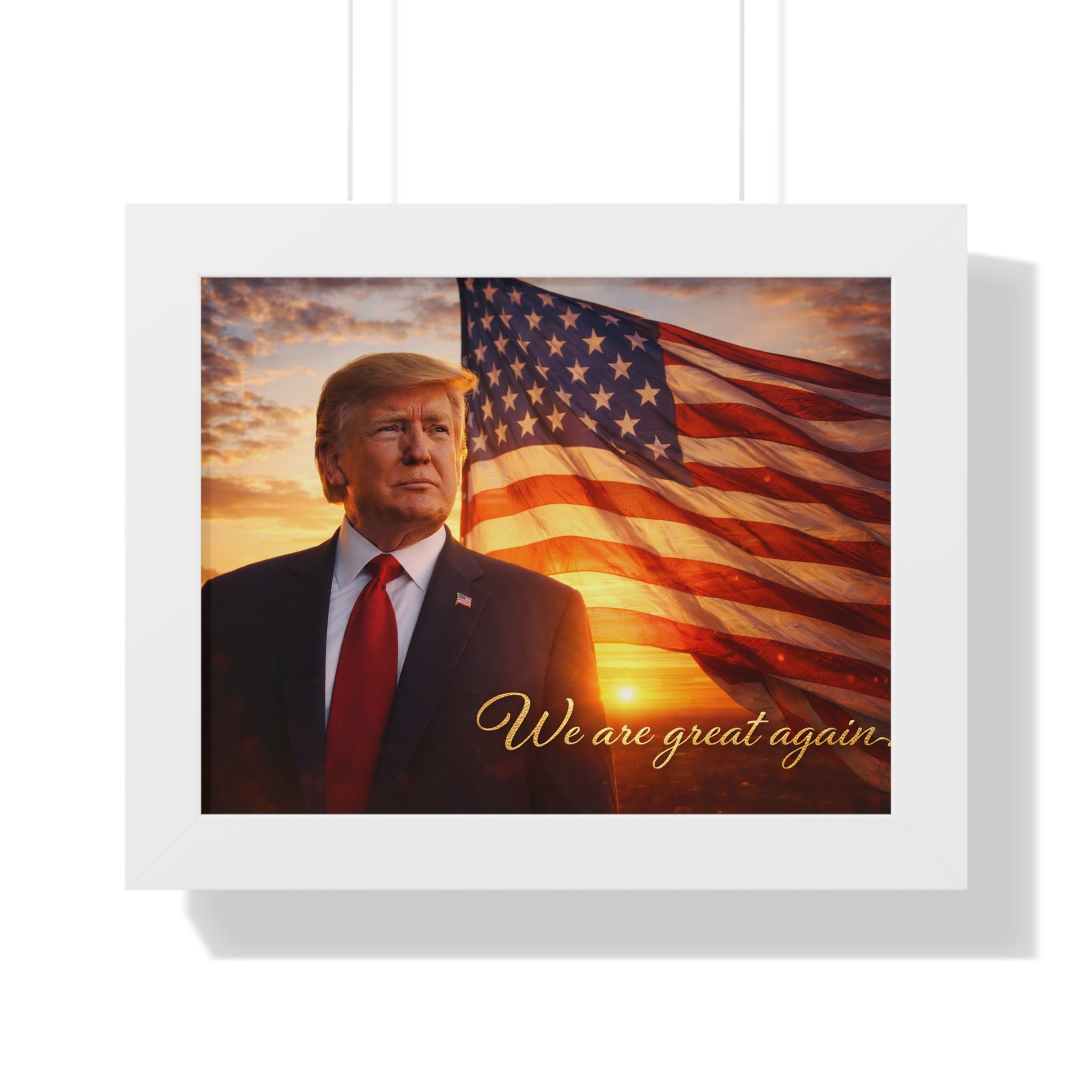 Framed Horizontal Poster — Patriotic Presidential Portrait with "We are great again"