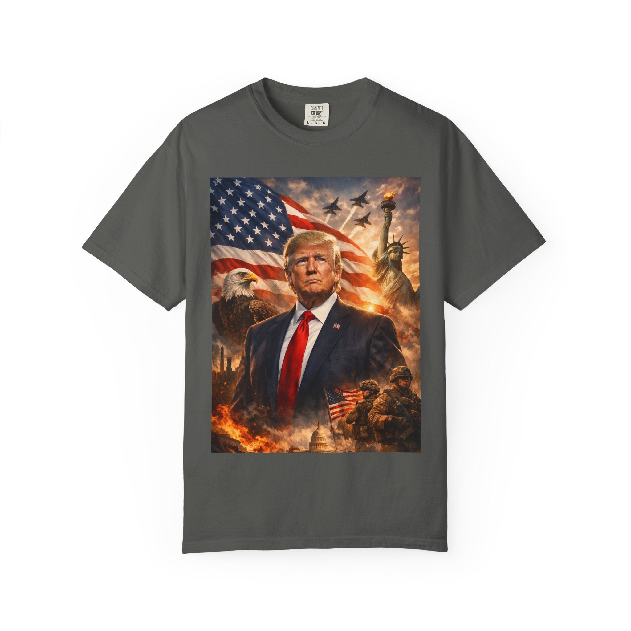 Patriotic Trump Portrait T-Shirt — “It takes a real man to mend a broken country”