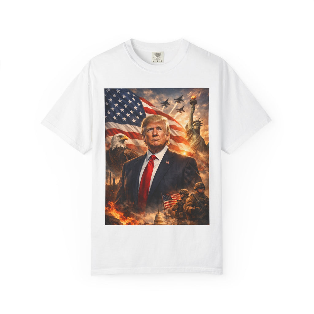 Patriotic Trump Portrait T-Shirt — “It takes a real man to mend a broken country”