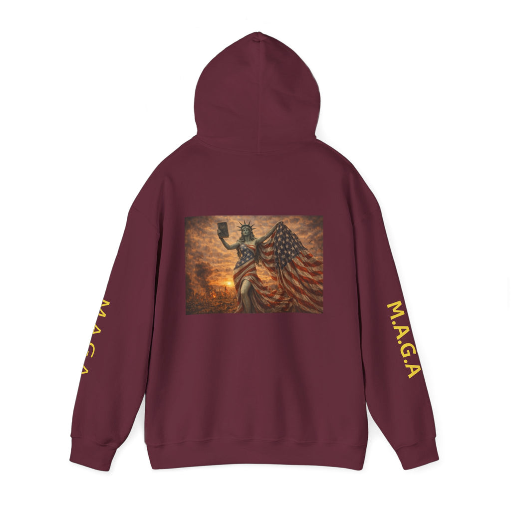 MAGA Statue of Liberty Hoodie – Patriotic American Flag Sweatshirt