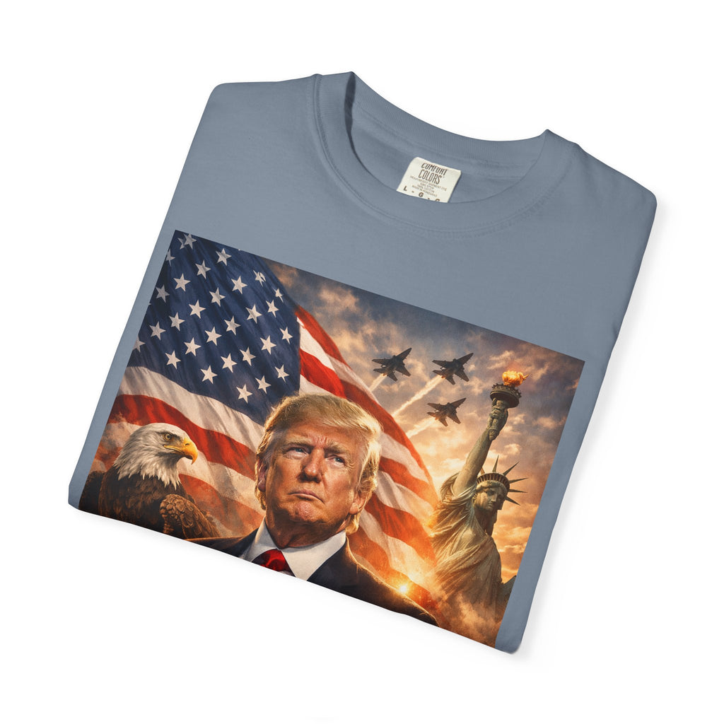 Patriotic Trump Portrait T-Shirt — “It takes a real man to mend a broken country”