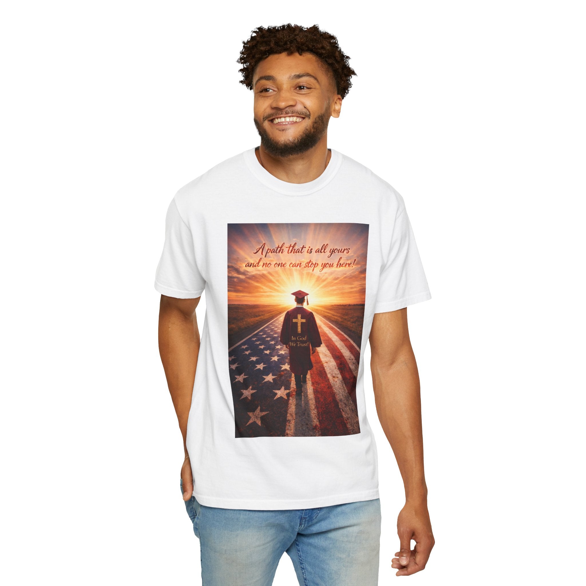 Patriotic Christian T-Shirt — 'A Path That Is All Yours' Graduating Soldier Prayer Tee