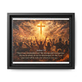 Framed Matte Canvas - Joshua 1:9 Christian Wall Art with Cross & Flags