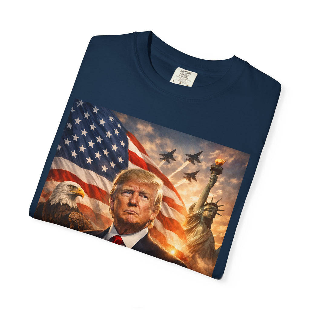 Patriotic Trump Portrait T-Shirt — “It takes a real man to mend a broken country”